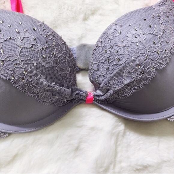 Lavender Embellished Semi Push Up Bra - Picture 4 of 4